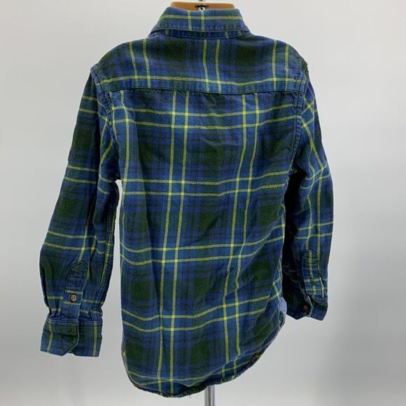 Mini Boden Blue Plaid Button Up Flannel Shirt Sz 5-6Y - Picture 2 of 5